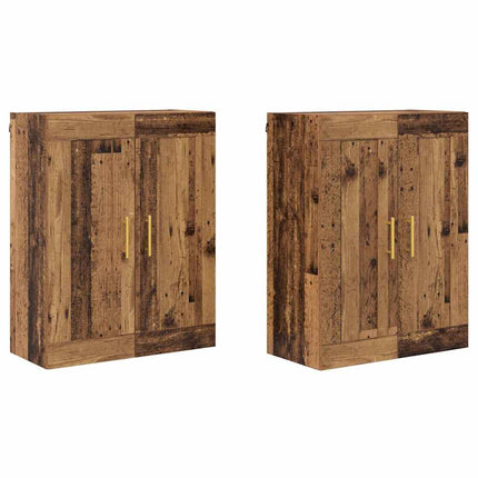 Väggmonterat skåp 2 pcs Gammalt trä 69,5 x 34 x 90 cm