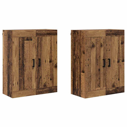 Väggmonterat skåp 2 pcs Gammalt trä 69,5 x 34 x 90 cm