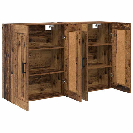 Väggmonterat skåp 2 pcs Gammalt trä 69,5 x 34 x 90 cm