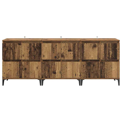 Skåp 3 pcs Gammalt trä 60 x 35 x 70 cm Konstruerat trä