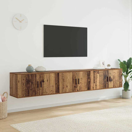 Väggmonterad TV-byrå Set 3 pcs Gammalt trä 80 x 34,5 x 40 cm