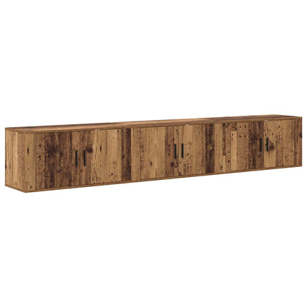 Väggmonterad TV-byrå Set 3 pcs Gammalt trä 80 x 34,5 x 40 cm