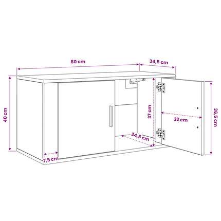 Väggmonterad TV-byrå Set 3 pcs Gammalt trä 80 x 34,5 x 40 cm