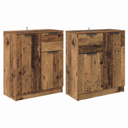 Skåp med låda 2 pcs Gammalt trä 60 x 30 x 70 cm Konstruerat trä