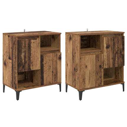 Skåp 2 pcs Gammalt trä 60 x 35 x 70 cm Konstruerat trä