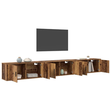 Väggmonterad TV-byrå Set 3 pcs Gammalt trä 100 x 34,5 x 40 cm