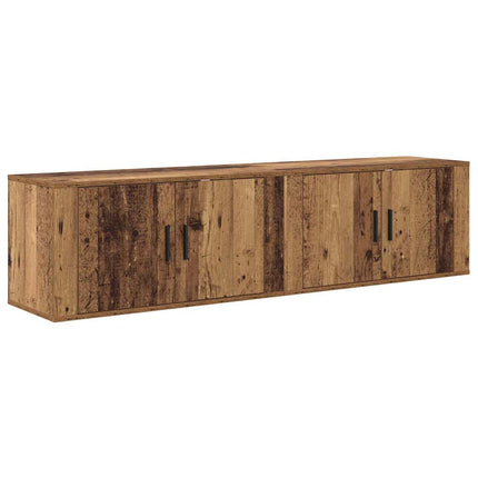 Väggmonterad TV-byrå Set 2 pcs Gammalt trä 80 x 34,5 x 40 cm