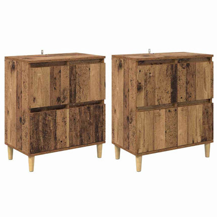 Skåp 2 pcs Gammalt trä 60 x 35 x 70 cm Konstruerat trä