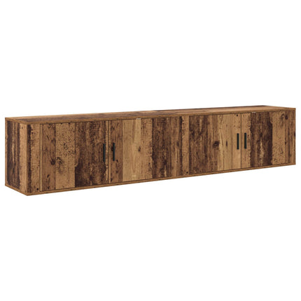 Väggmonterad TV-byrå Set 2 pcs Gammalt trä 100 x 34,5 x 40 cm