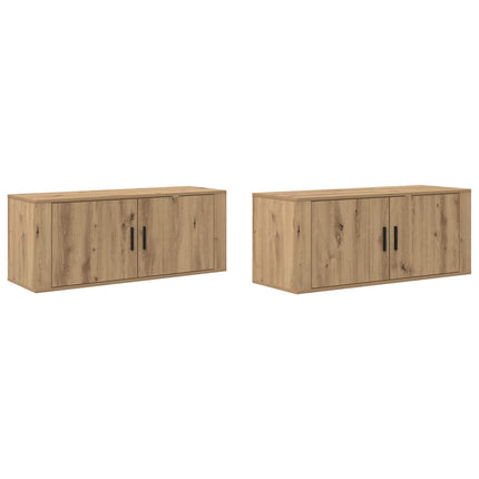 Väggmonterad TV-byrå Set 2 pcs Artisan Ek 100 x 34,5 x 40 cm