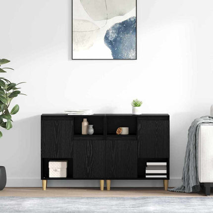 Skåp 2 pcs Svart Ek 60 x 35 x 70 cm Konstruerat trä