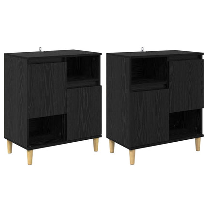 Skåp 2 pcs Svart Ek 60 x 35 x 70 cm Konstruerat trä