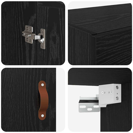 Väggmonterat skåp Väggmonterad 2 pcs Svart Ek 69,5 x 34 x 90 cm