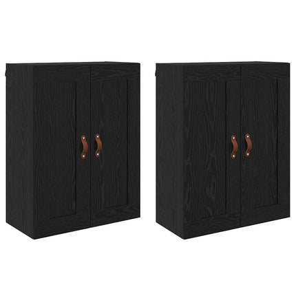 Väggmonterat skåp Väggmonterad 2 pcs Svart Ek 69,5 x 34 x 90 cm
