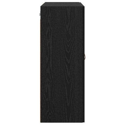Väggmonterat skåp Väggmonterad 2 pcs Svart Ek 69,5 x 34 x 90 cm