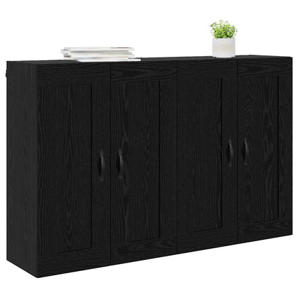 Väggmonterat skåp Väggmonterad 2 pcs Svart Ek 69,5 x 34 x 90 cm