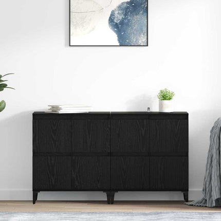 Skåp 2 pcs Svart Ek 60 x 35 x 70 cm Konstruerat trä
