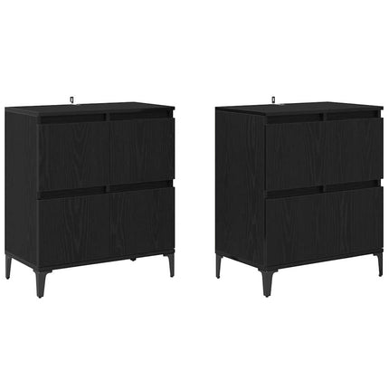 Skåp 2 pcs Svart Ek 60 x 35 x 70 cm Konstruerat trä