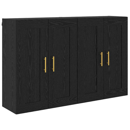Väggmonterat skåp Väggmonterad 2 pcs Svart Ek 69,5 x 34 x 90 cm