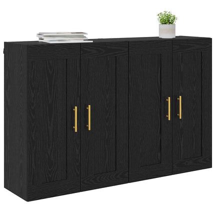 Väggmonterat skåp Väggmonterad 2 pcs Svart Ek 69,5 x 34 x 90 cm