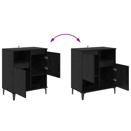 Skåp 3 pcs Svart Ek 60 x 35 x 70 cm Konstruerat trä