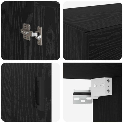 Väggmonterat skåp Väggmonterad 2 pcs Svart Ek 69,5 x 34 x 90 cm