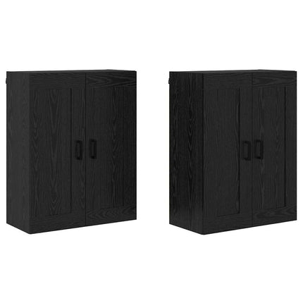 Väggmonterat skåp Väggmonterad 2 pcs Svart Ek 69,5 x 34 x 90 cm