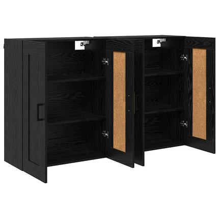 Väggmonterat skåp Väggmonterad 2 pcs Svart Ek 69,5 x 34 x 90 cm