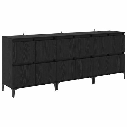 Skåp 3 pcs Svart Ek 60 x 35 x 70 cm Konstruerat trä