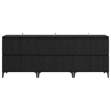 Skåp 3 pcs Svart Ek 60 x 35 x 70 cm Konstruerat trä