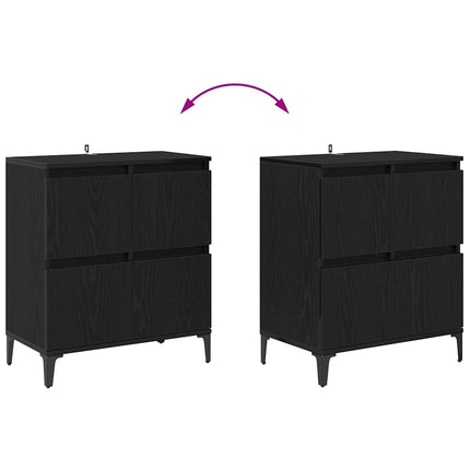 Skåp 3 pcs Svart Ek 60 x 35 x 70 cm Konstruerat trä