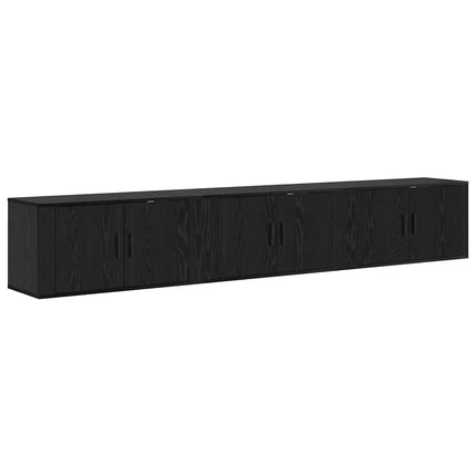 Väggmonterad TV-byrå Set 3 pcs Svart Ek 80 x 34,5 x 40 cm