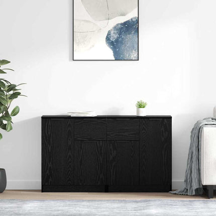 Skåp med låda 2 pcs Svart Ek 60 x 30 x 70 cm Konstruerat trä