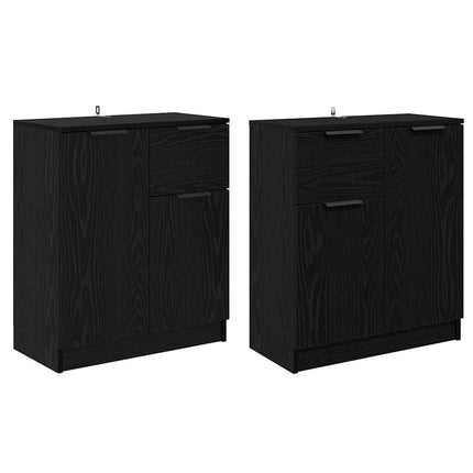 Skåp med låda 2 pcs Svart Ek 60 x 30 x 70 cm Konstruerat trä