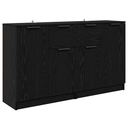 Skåp med låda 2 pcs Svart Ek 60 x 30 x 70 cm Konstruerat trä