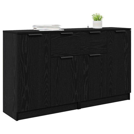 Skåp med låda 2 pcs Svart Ek 60 x 30 x 70 cm Konstruerat trä