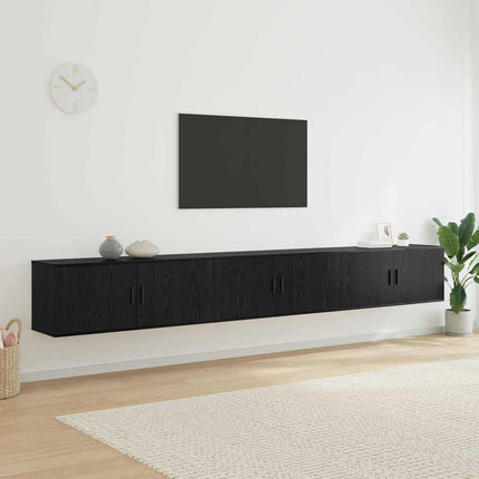 Väggmonterad TV-byrå Set 3 pcs Svart Ek 100 x 34,5 x 40 cm