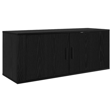 Väggmonterad TV-byrå Set 3 pcs Svart Ek 100 x 34,5 x 40 cm