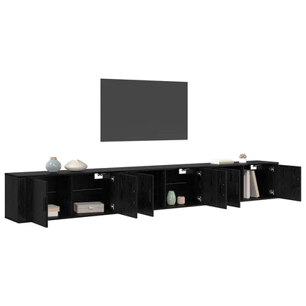 Väggmonterad TV-byrå Set 3 pcs Svart Ek 100 x 34,5 x 40 cm