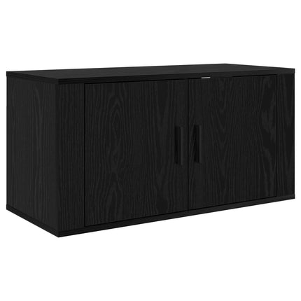 Väggmonterad TV-byrå Set 2 pcs Svart Ek 80 x 34,5 x 40 cm