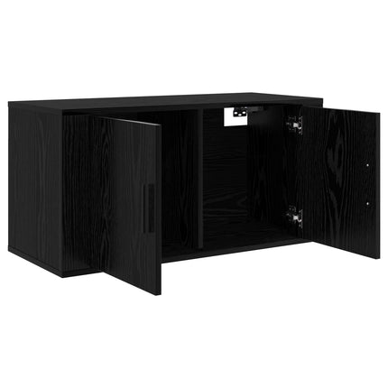 Väggmonterad TV-byrå Set 2 pcs Svart Ek 80 x 34,5 x 40 cm