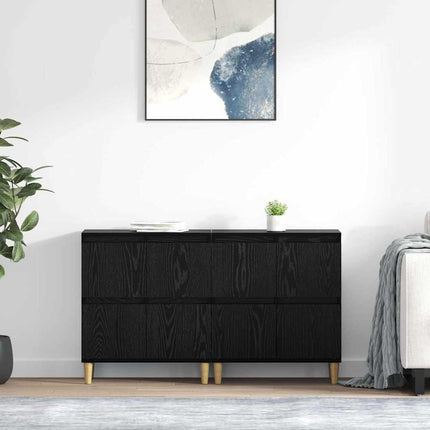 Skåp 2 pcs Svart Ek 60 x 35 x 70 cm Konstruerat trä