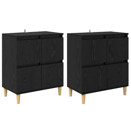 Skåp 2 pcs Svart Ek 60 x 35 x 70 cm Konstruerat trä