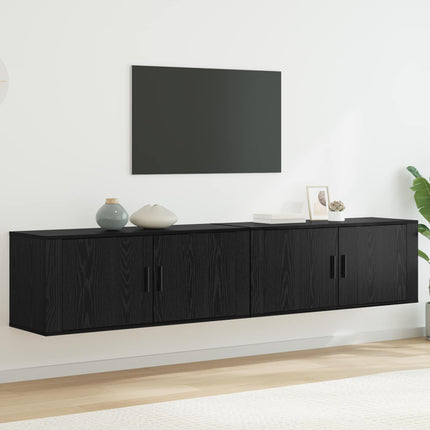 Väggmonterad TV-byrå Set 2 pcs Svart Ek 100 x 34,5 x 40 cm