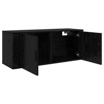 Väggmonterad TV-byrå Set 2 pcs Svart Ek 100 x 34,5 x 40 cm
