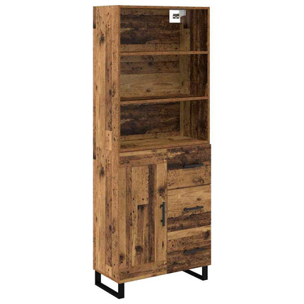 Skåp med låda 2 pcs Gammalt trä Konstruerat trä
