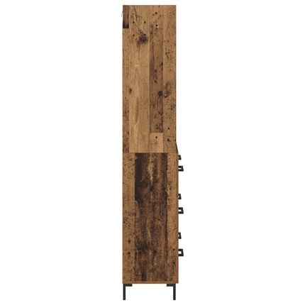 Skåp med låda Gammalt trä 69,5 x 34 x 180 cm Konstruerat trä