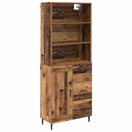Skåp Gammalt trä 69,5 x 34 x 180 cm Konstruerat trä och glas