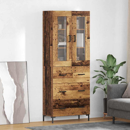 Skåp med låda 2 pcs Gammalt trä Konstruerat trä