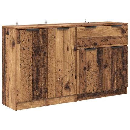 Sideboard med låda 3 pcs Gammalt trä Konstruerat trä